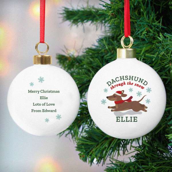 (image for) Personalised Dachshund Through... Bauble - Click Image to Close
