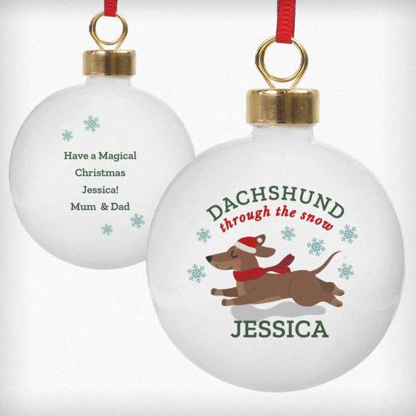 Modal Additional Images for Personalised Dachshund Through... Bauble