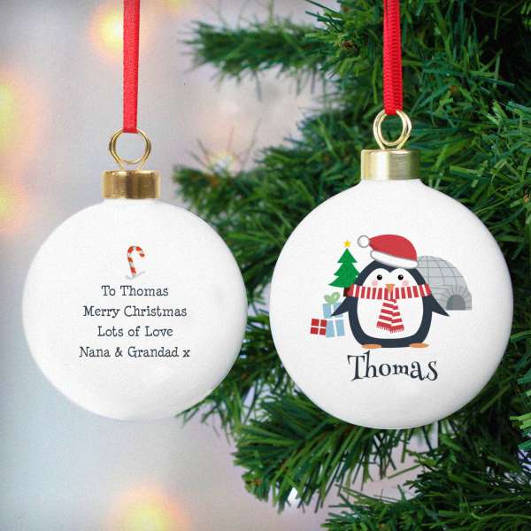 (image for) Personalised Christmas Penguin Bauble - Click Image to Close