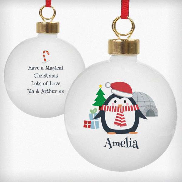 Modal Additional Images for Personalised Christmas Penguin Bauble