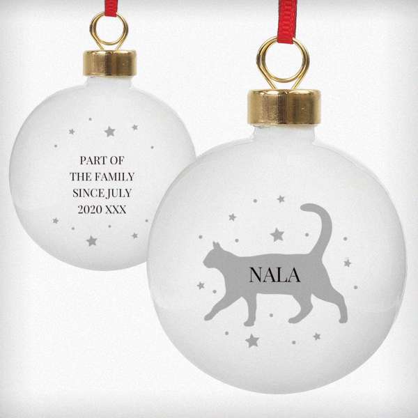 Modal Additional Images for Personalised Cat Silhouette Bauble