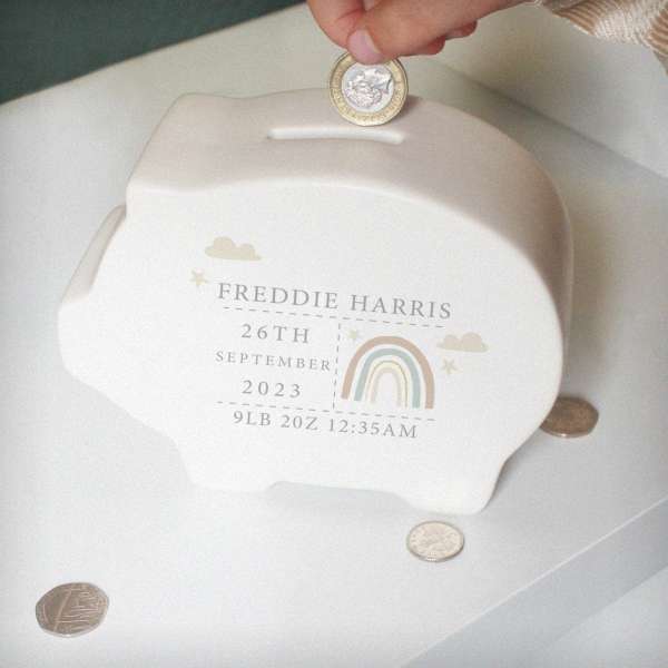 (image for) Personalised Rainbow Piggy Bank - Click Image to Close
