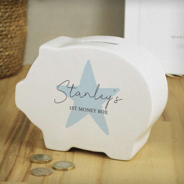 (image for) Personalised Blue Star Piggy Bank