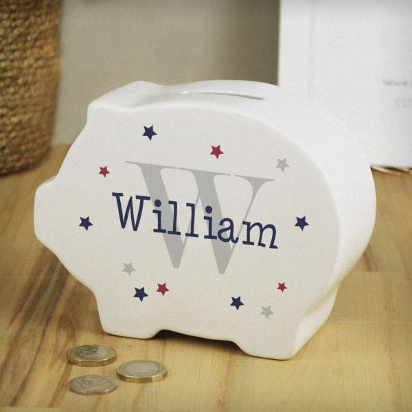 (image for) Personalised Name & Initial Piggy Bank - Click Image to Close