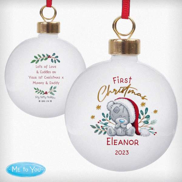 Modal Additional Images for Personalised First Christmas Tiny Tatty Teddy Bauble