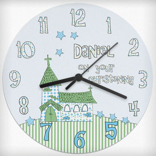 (image for) Personalised Church Boys Christening Clock - Click Image to Close