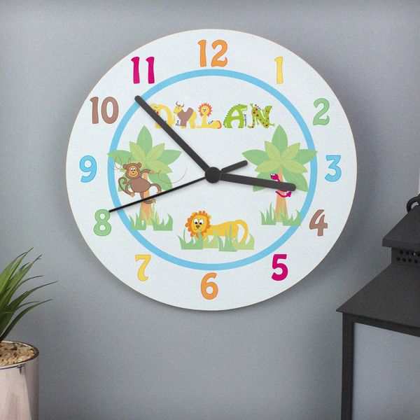 (image for) Personalised Animal Alphabet Boys Clock - Click Image to Close