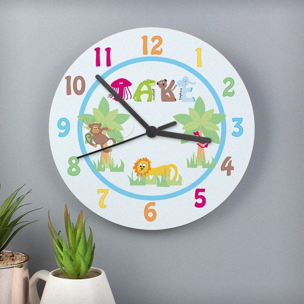 (image for) Personalised Animal Alphabet Boys Clock - Click Image to Close