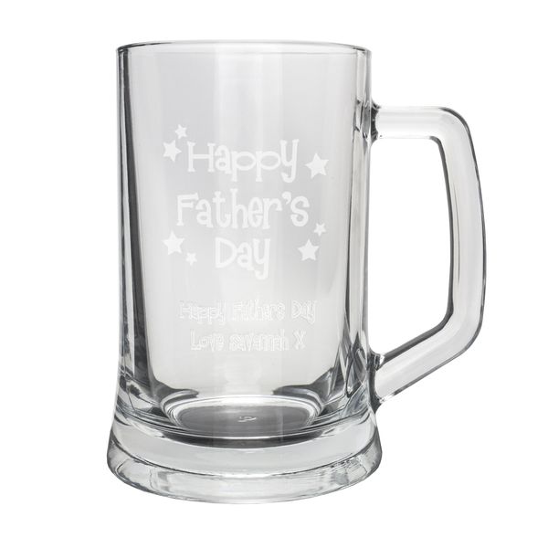 (image for) Personalised Happy Fathers Day Stars Pint Stern Tankard - Click Image to Close