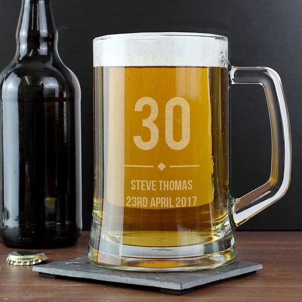 (image for) Personalised Big Age Glass Pint Stern Tankard - Click Image to Close