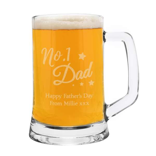 (image for) Personalised 'No.1 Dad' Glass Pint Stern Tankard - Click Image to Close