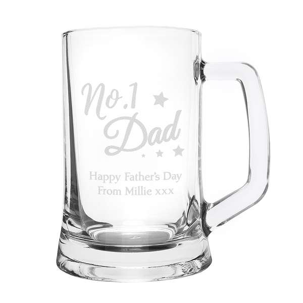Modal Additional Images for Personalised 'No.1 Dad' Glass Pint Stern Tankard