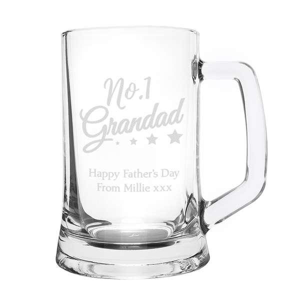 Modal Additional Images for Personalised 'No.1 Grandad' Glass Pint Stern Tankard