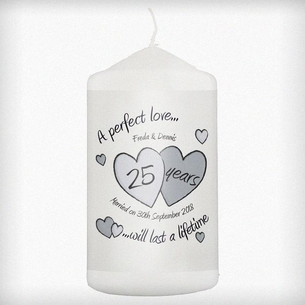 Modal Additional Images for Personalised A Perfect Love Silver Anniversary Candle