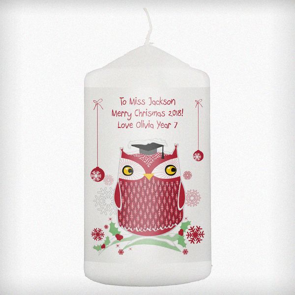 Modal Additional Images for Personalised Christmas Owl Candle