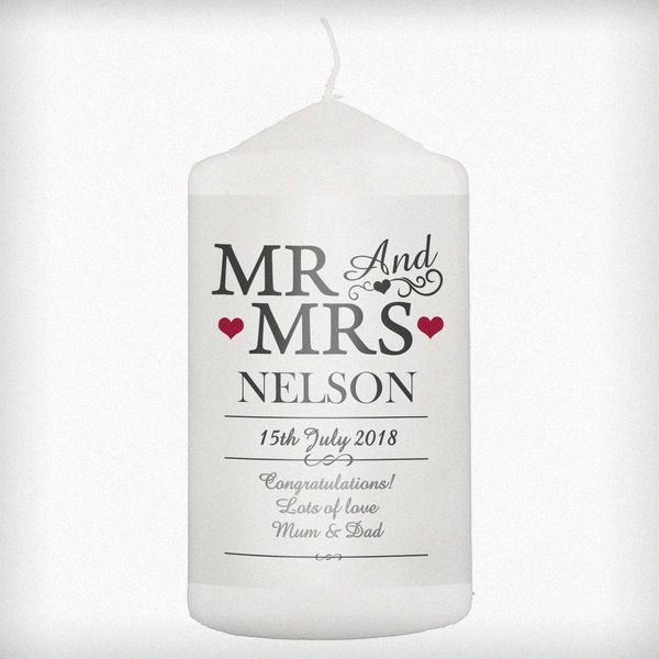Modal Additional Images for Personalised Mr & Mrs Candle