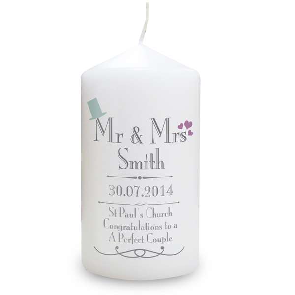 (image for) Personalised Decorative Wedding Mr & Mrs Candle - Click Image to Close