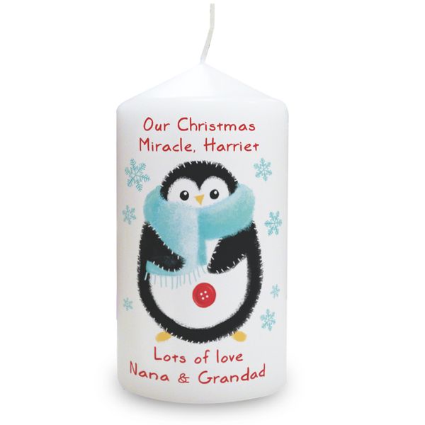 (image for) Personalised Felt Stitch Penguin Candle - Click Image to Close