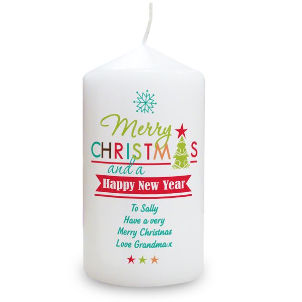 (image for) Personalised Bright Christmas Candle - Click Image to Close