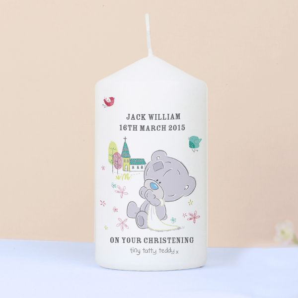 (image for) Personalised Tiny Tatty Teddy Christening Candle - Click Image to Close