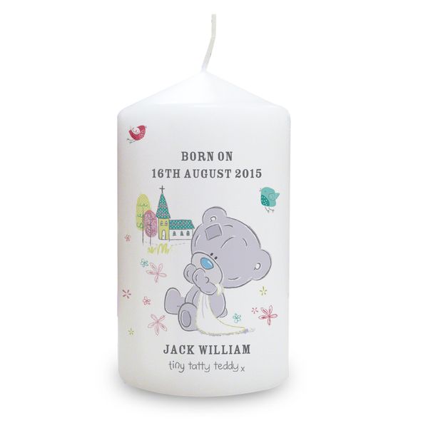 (image for) Personalised Tiny Tatty Teddy Christening Candle - Click Image to Close