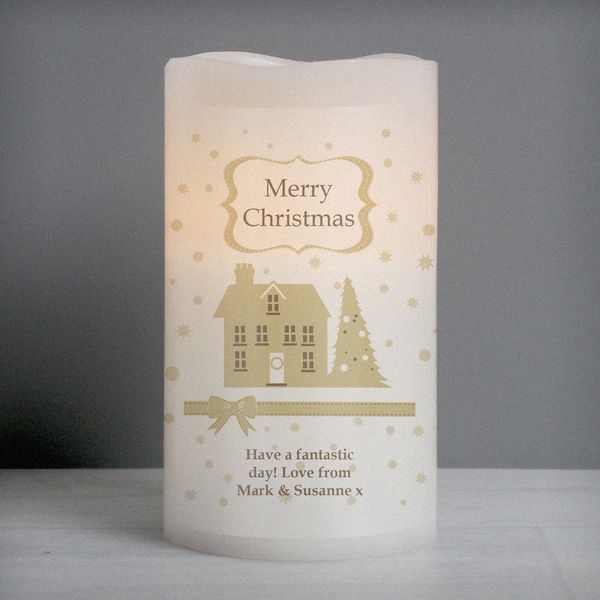 (image for) Personalised Festive Village LED Candle - Click Image to Close