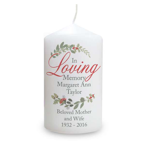 (image for) Personalised In Loving Memory Wreath Candle - Click Image to Close