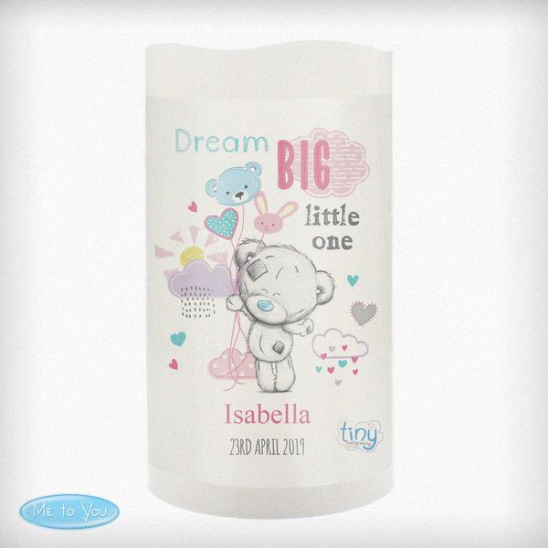 (image for) Personalised Tiny Tatty Teddy Dream Big Pink Nightlight LED Cand - Click Image to Close