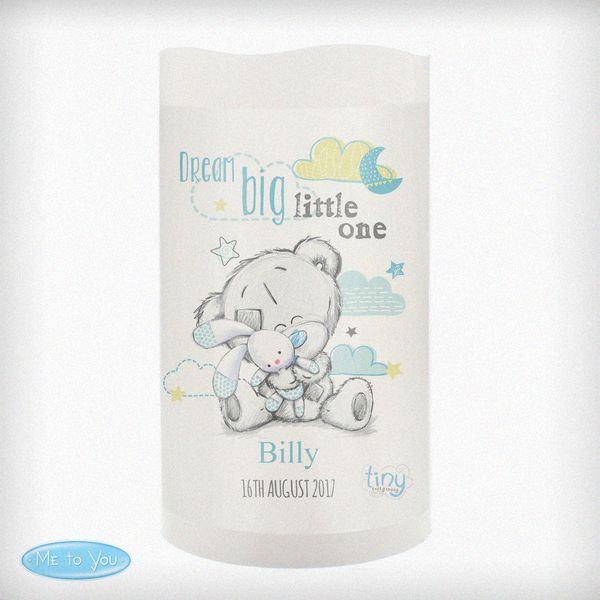 (image for) Personalised Tiny Tatty Teddy Dream Big Blue Nightlight LED Cand - Click Image to Close