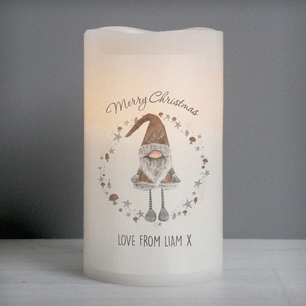 (image for) Personalised Scandinavian Christmas Gnome LED Candle - Click Image to Close