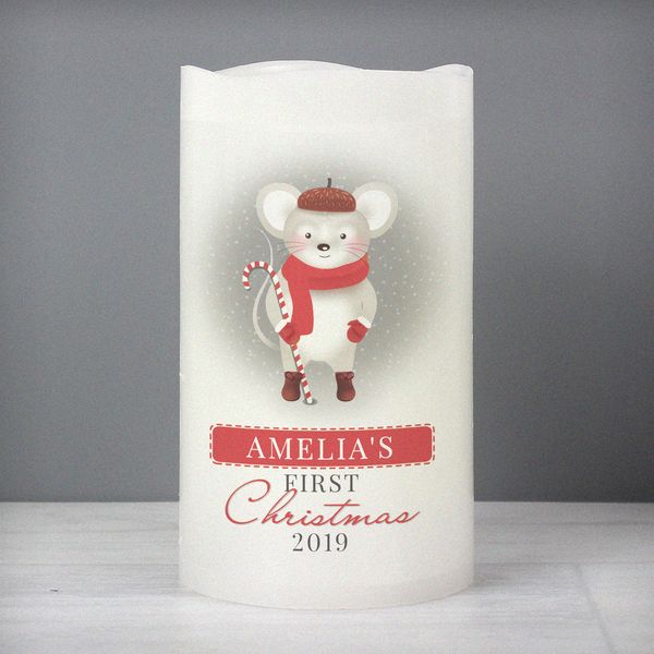 (image for) Personalised '1st Christmas' Mouse Nightlight LED Candle