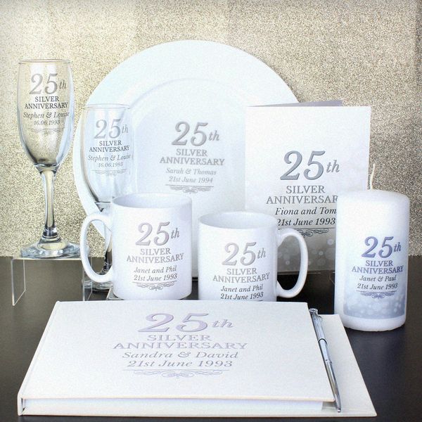 Modal Additional Images for Personalised 25th Silver Anniversary Pillar Candle