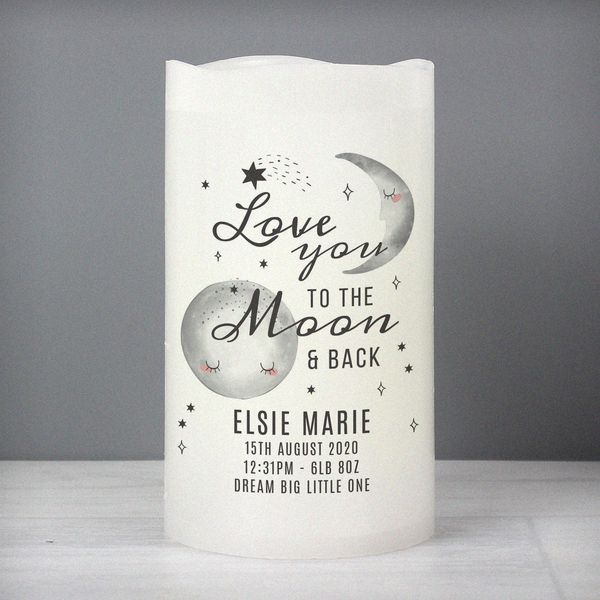 (image for) Personalised Baby To The Moon and Back LED Candle - Click Image to Close
