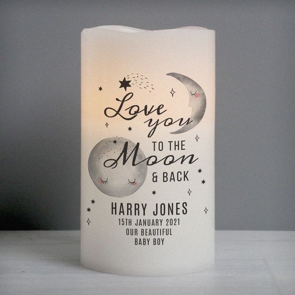 (image for) Personalised Baby To The Moon and Back LED Candle - Click Image to Close