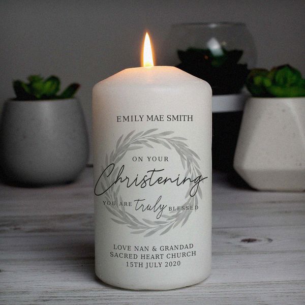 (image for) Personalised 'Truly Blessed' Christening Pillar Candle - Click Image to Close