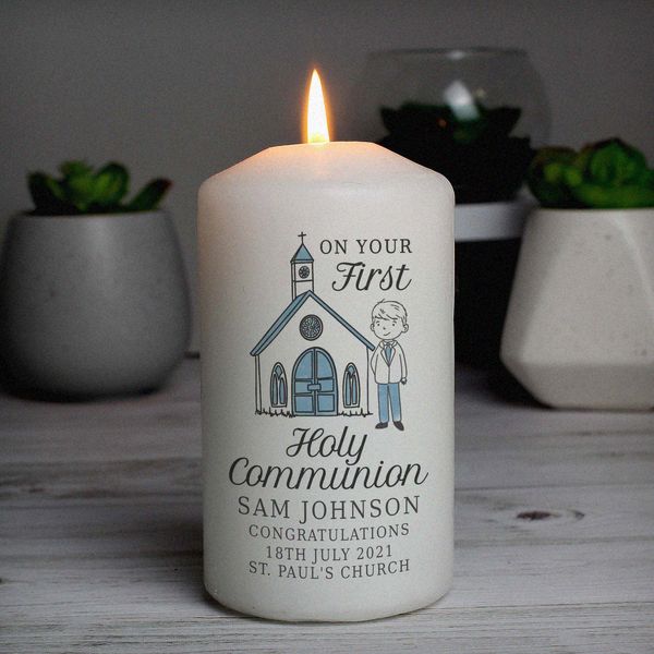 Modal Additional Images for Personalised Boys First Holy Communion Pillar Candle
