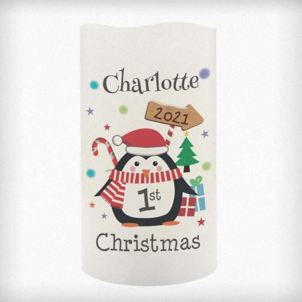 Modal Additional Images for Personalised 1st Christmas Penguin LED Candle
