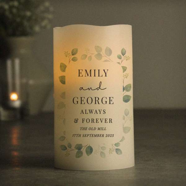 (image for) Personalised Botanical Free Text LED Candle - Click Image to Close
