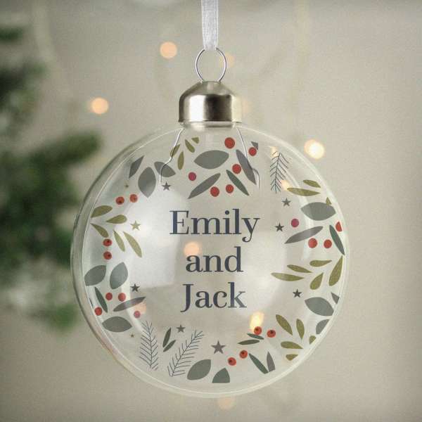 (image for) Personalised Festive Christmas Glass Bauble - Click Image to Close