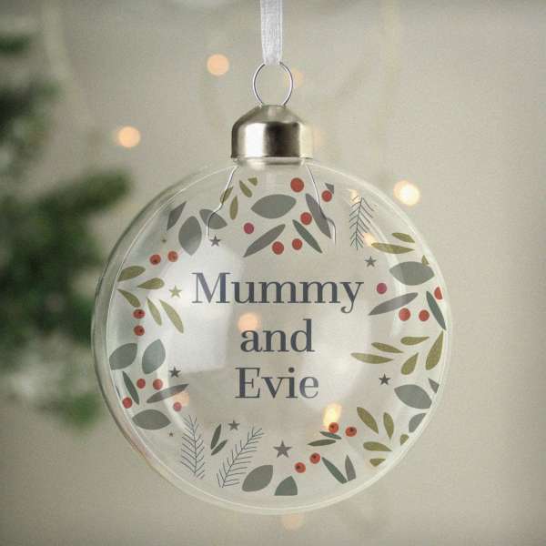 (image for) Personalised Festive Christmas Glass Bauble - Click Image to Close