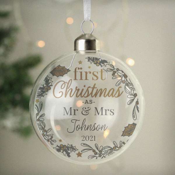 (image for) Personalised First Christmas As... Glass Bauble - Click Image to Close