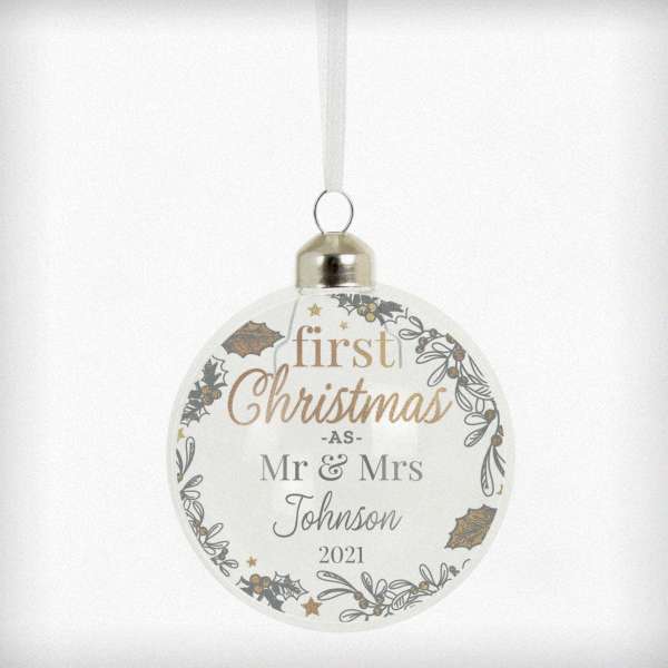 Modal Additional Images for Personalised First Christmas As... Glass Bauble