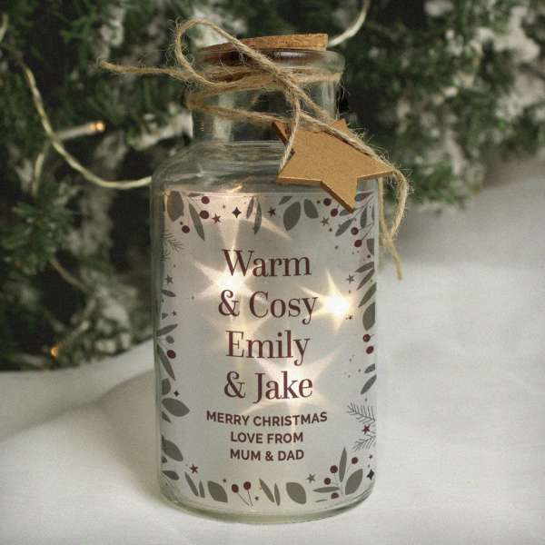 (image for) Personalised Festive Christmas LED Glass Jar - Click Image to Close