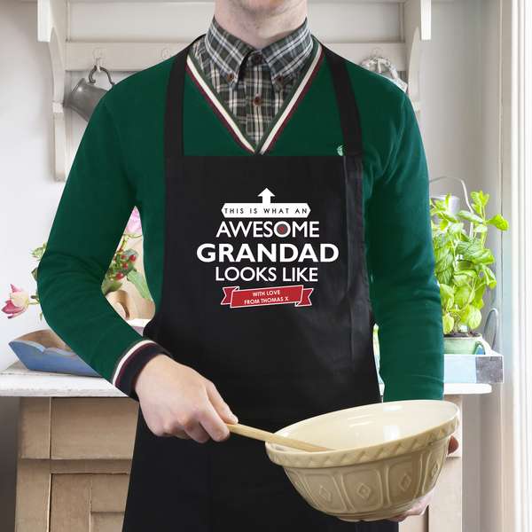 (image for) Personalised 'This is What an Awesome... Looks Like' Black Apron - Click Image to Close
