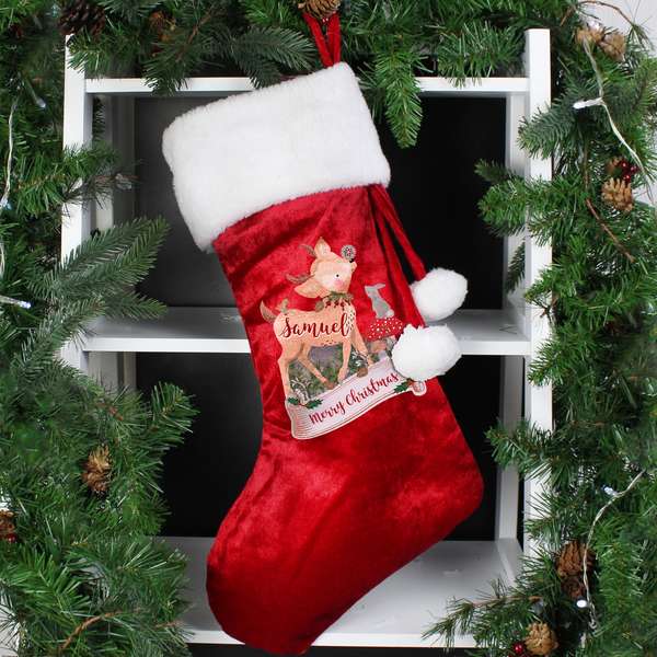 (image for) Personalised Festive Fawn Luxury Stocking - Click Image to Close