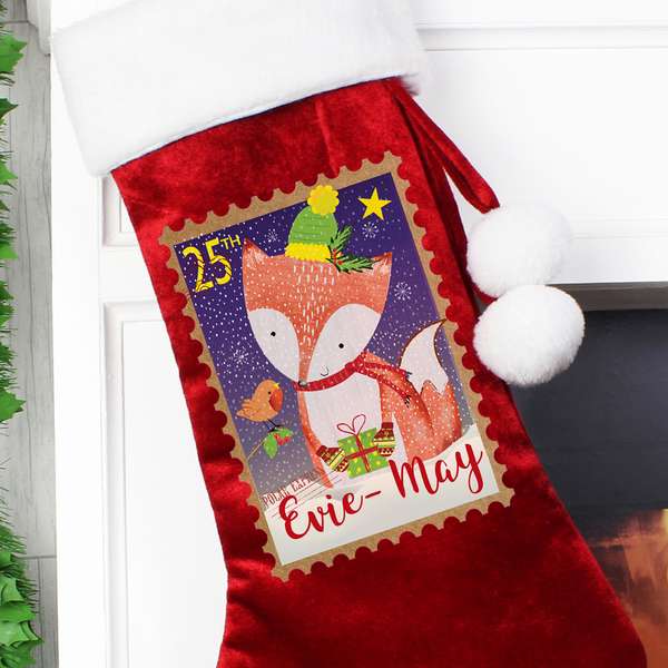(image for) Personalised Festive Fox Luxury Stocking - Click Image to Close