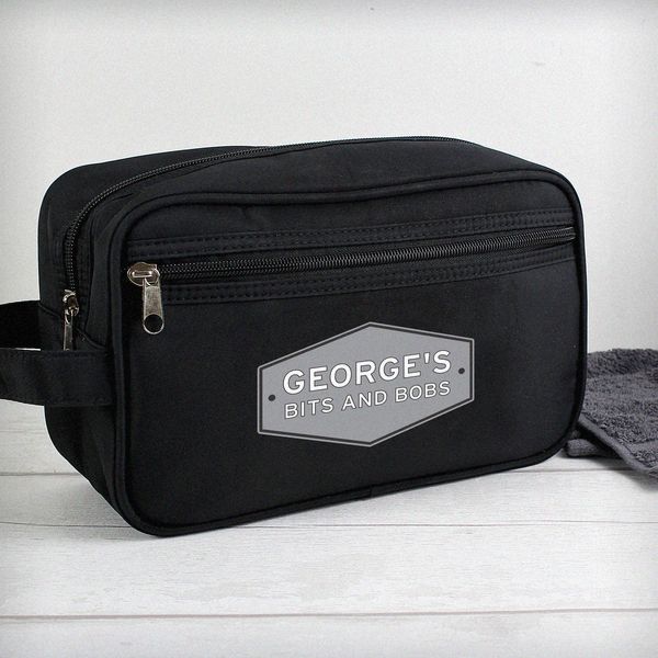 (image for) Personalised Plaque Black Wash Bag