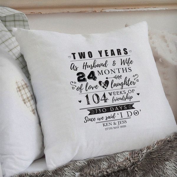(image for) Personalised 2nd Anniversary Cushion Cover - Click Image to Close