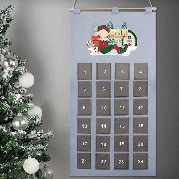 (image for) Personalised Elf Advent Calendar In Silver Grey - Click Image to Close