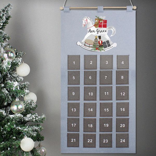 (image for) Personalised Rocking Horse Advent Calendar In Silver Grey